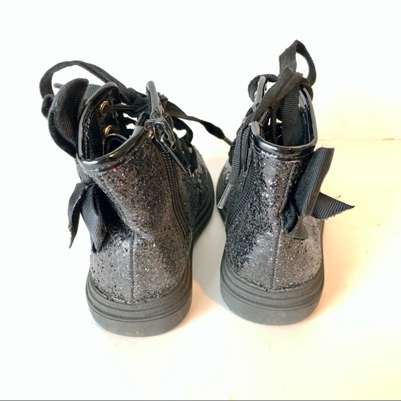 JOJO SIWA Black Glitter/Sparkle Bow High-Top Sneakers—SZ. 6 - Picture 7 of 16